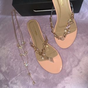 Butterly Sandals + Necklace Duo